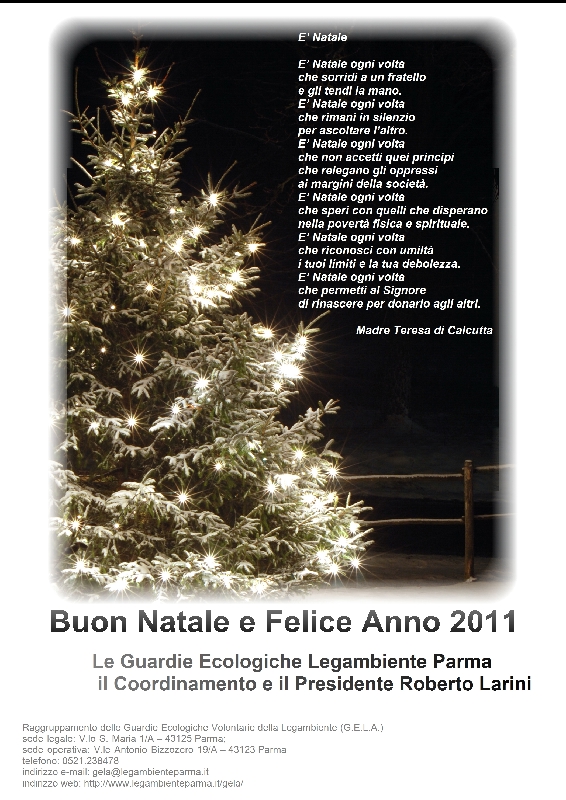 Poesia Di Natale Madre Teresa Calcutta.Auguri Natale 2010 Guardie Ecologiche Volontarie Legambiente Gela Di Parma