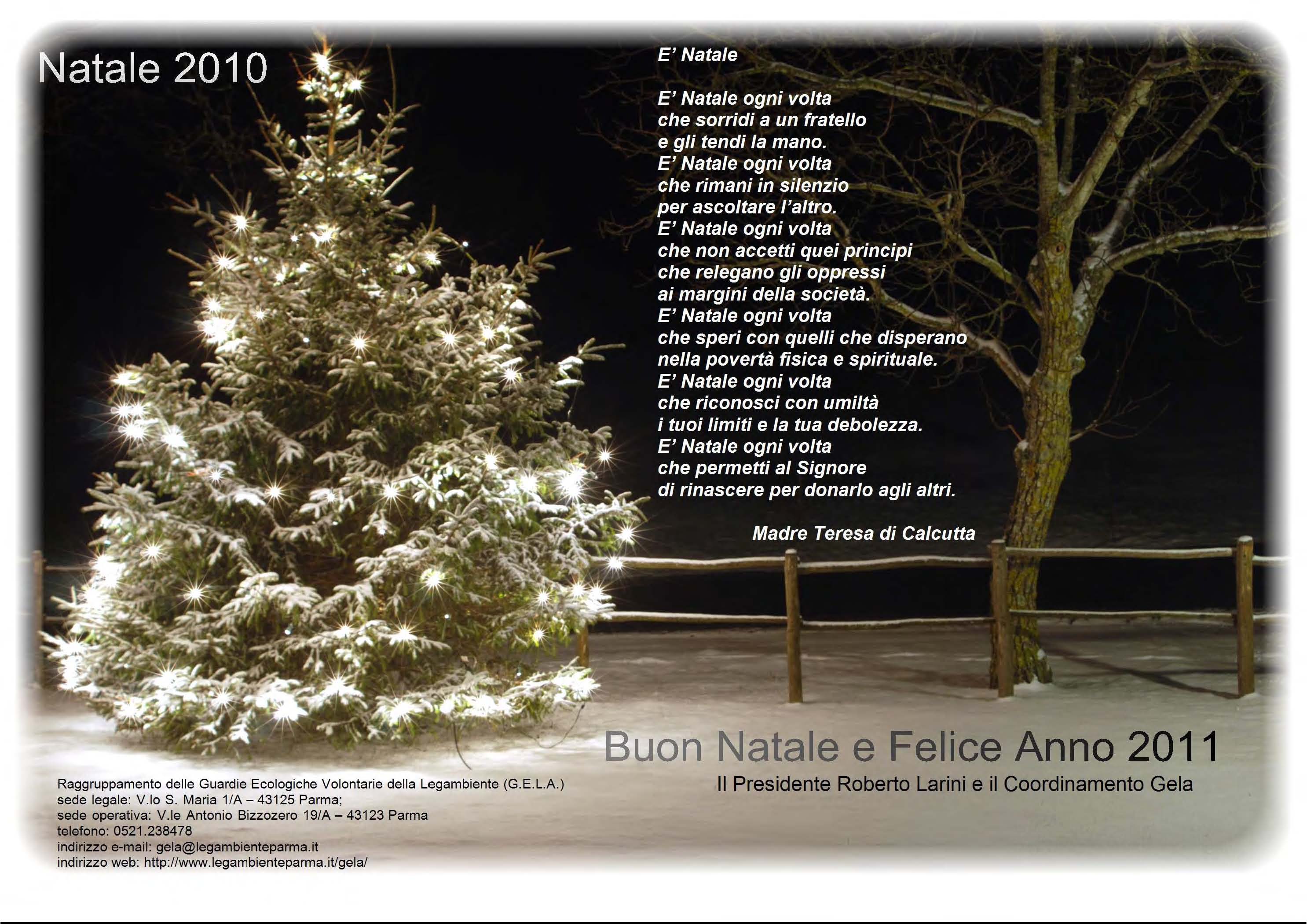 Poesia Di Natale Madre Teresa.Auguri Natale 2010 Guardie Ecologiche Volontarie Legambiente Gela Di Parma