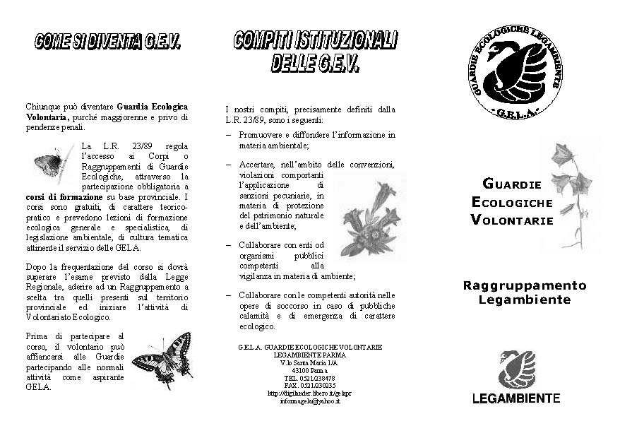 Locandina Guardie ecologiche GELA Parma 1